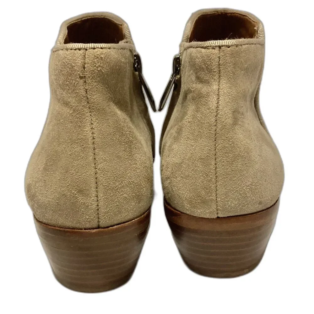 SAM EDELMAN Suede Petty Tan Booties Block Heel Womens Size 6M